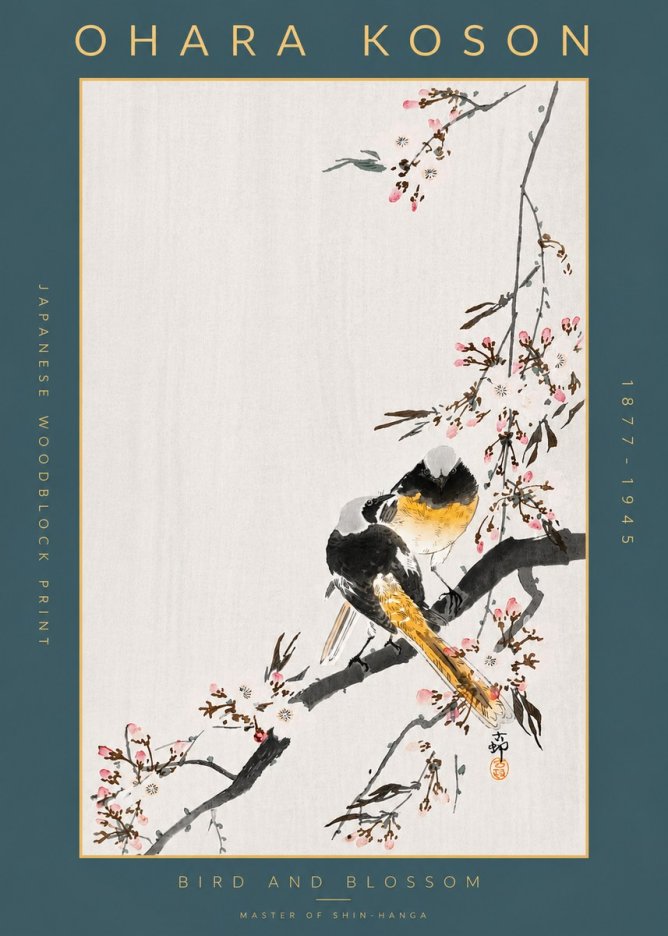 Ohara Koson Bird and Blossom No6 - Affiche