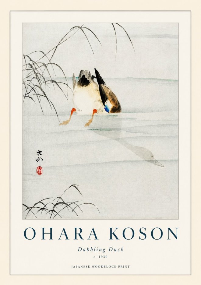 Ohara Koson Dabbling Duck No1 - Affiche