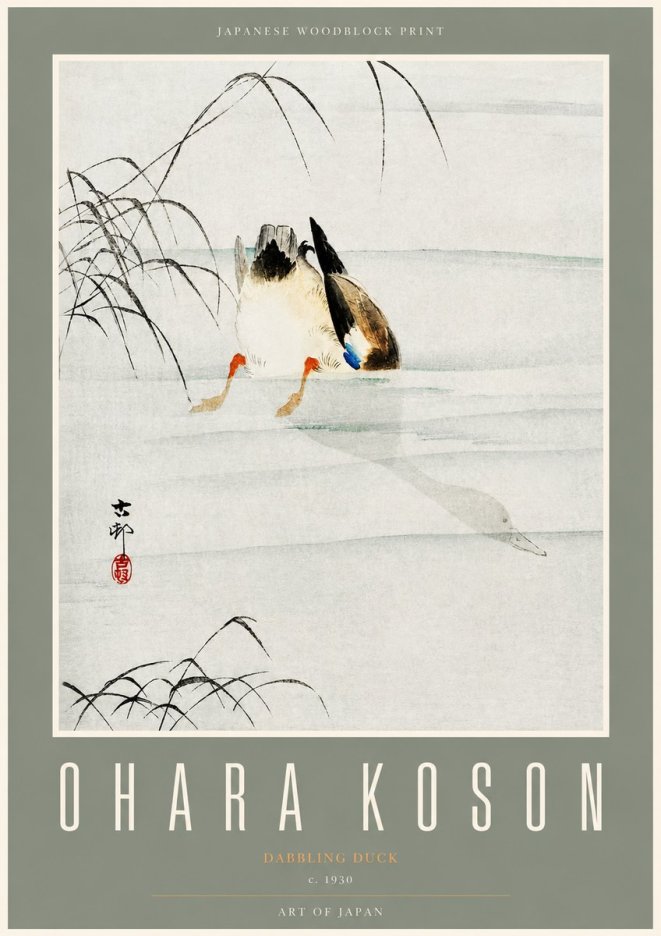 Ohara Koson Dabbling Duck No2 - Affiche