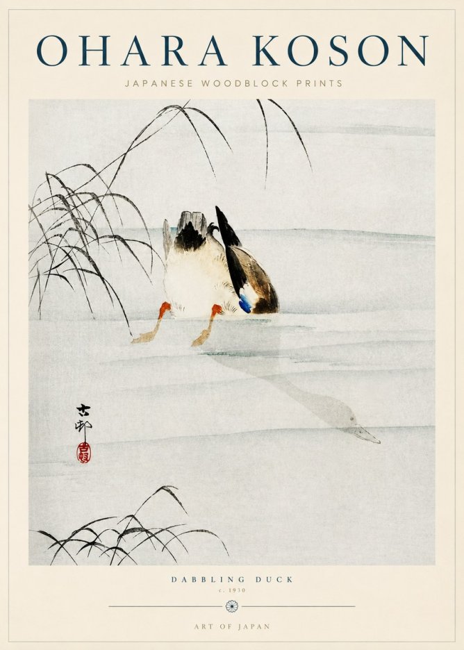 Ohara Koson Dabbling Duck No3 - Affiche