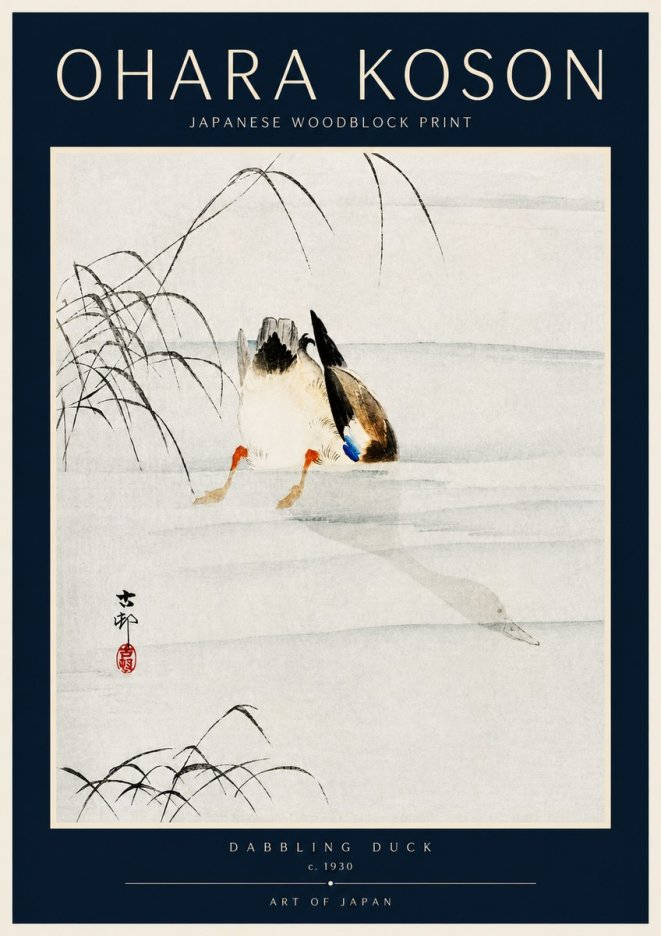 Ohara Koson Dabbling Duck No4 - Affiche