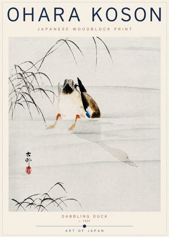 Ohara Koson Dabbling Duck No6 - Affiche
