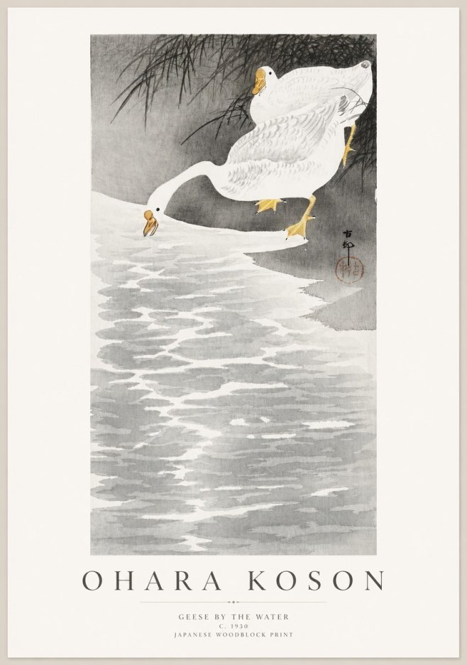 Ohara Koson Geese by the Water No1 - Affiche