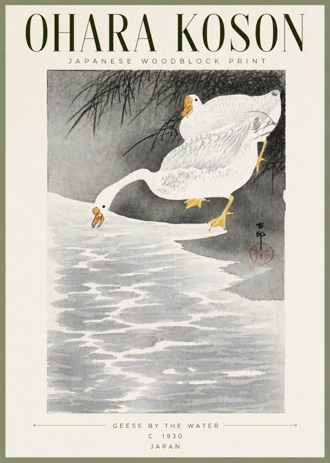 Ohara Koson Geese by the Water No2 - Affiche