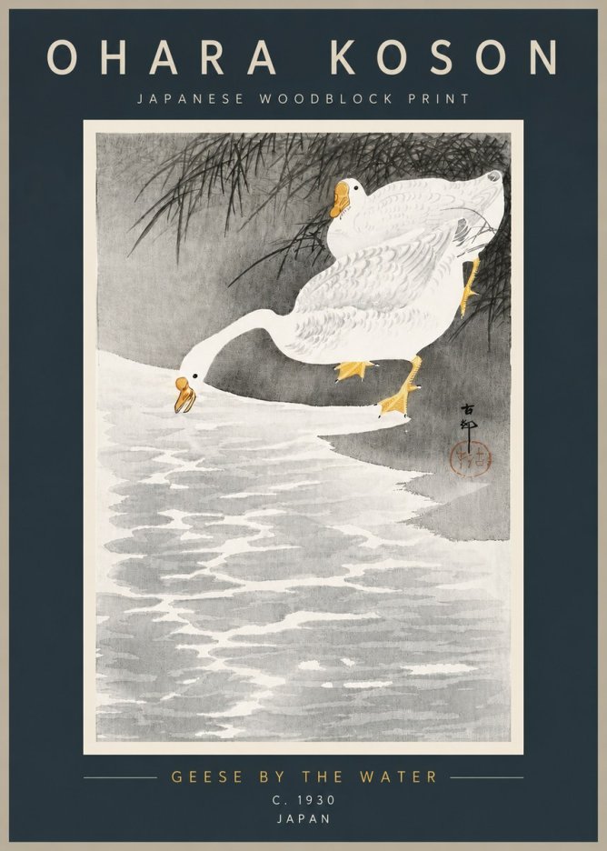 Ohara Koson Geese by the Water No3 - Affiche