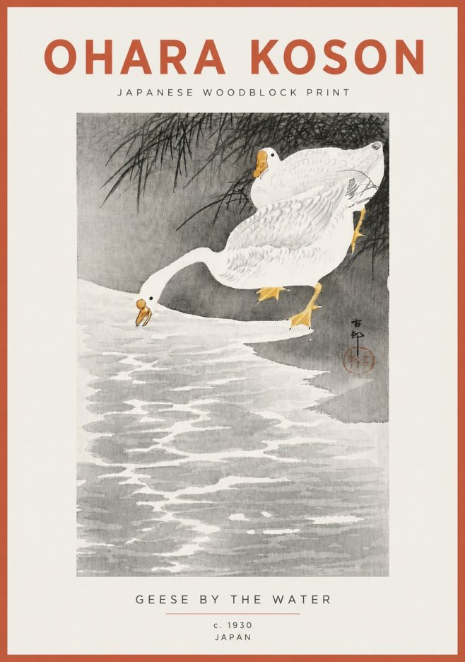 Ohara Koson Geese by the Water No4 - Affiche