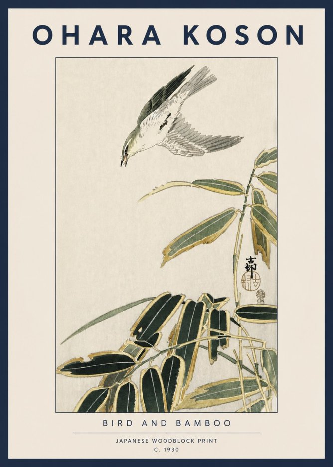 Ohara Koson Bird and Bamboo No3 - Affiche