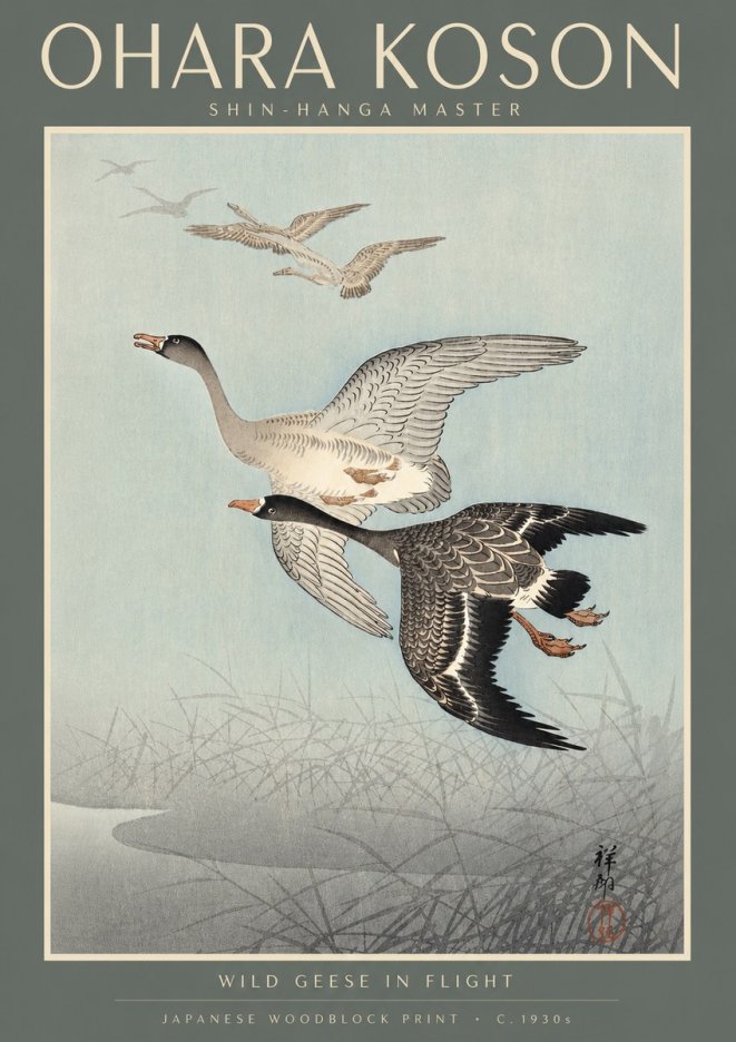 Ohara Koson Wild Geese in Flight II No4 - Affiche