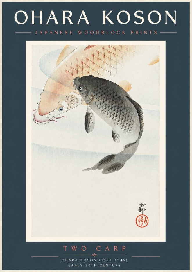 Ohara Koson Two Carp No5 - Affiche