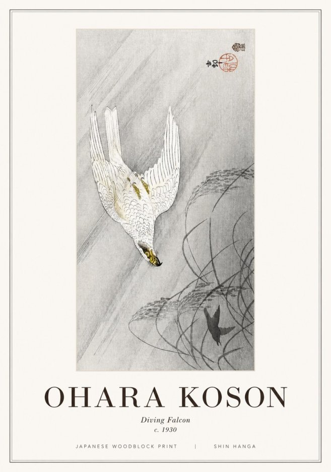 Ohara Koson Diving Falcon No1 - Affiche