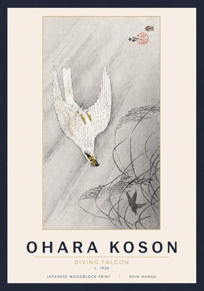 Ohara Koson Diving Falcon No5 - Affiche