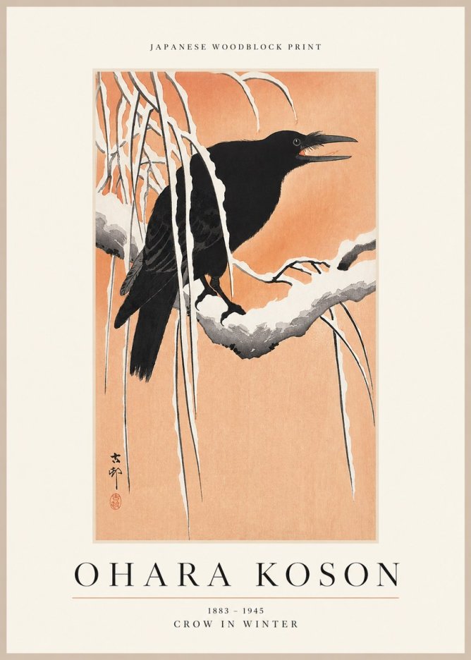 Ohara Koson Crow in Winter II No1 - Affiche