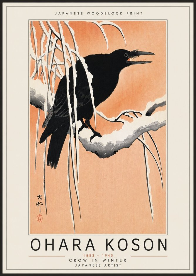 Ohara Koson Crow in Winter II No4 - Affiche