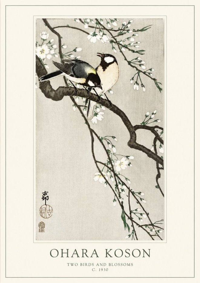 Ohara Koson Two Birds and Blossoms II No1 - Affiche