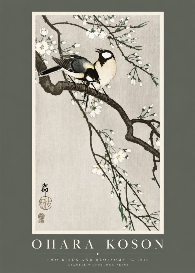 Ohara Koson Two Birds and Blossoms II No2 - Affiche