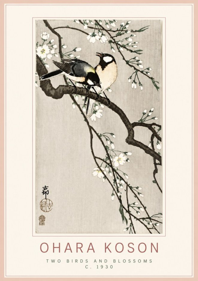 Ohara Koson Two Birds and Blossoms II No3 - Affiche
