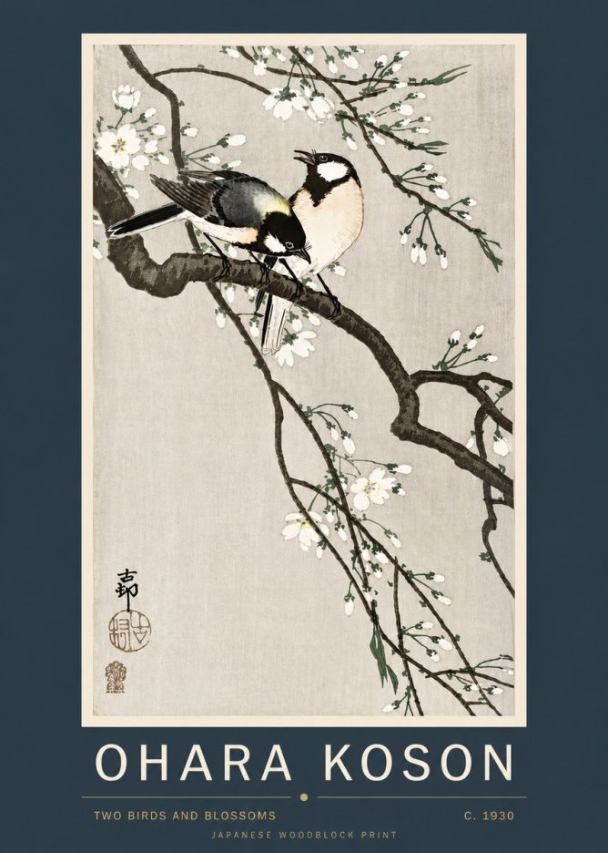 Ohara Koson Two Birds and Blossoms II No4 - Affiche