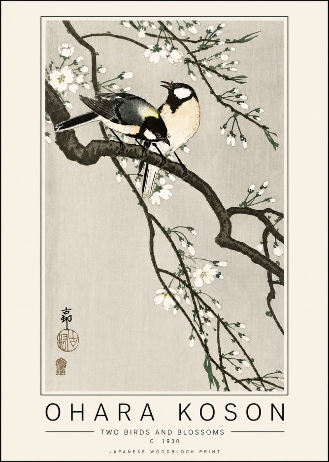 Ohara Koson Two Birds and Blossoms II No6 - Affiche