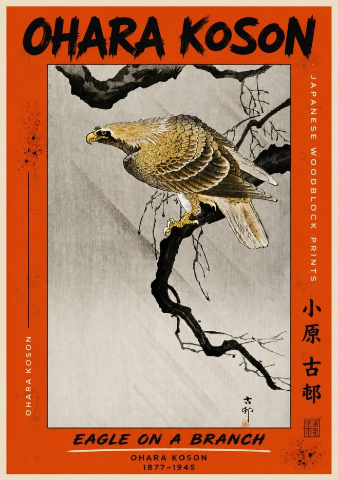 Ohara Koson Eagle on a Branch II No4 - Affiche