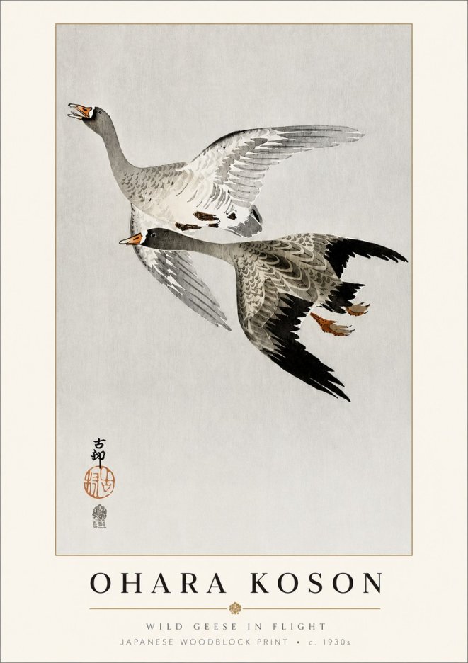 Ohara Koson Wild Geese in Flight III No3 - Affiche