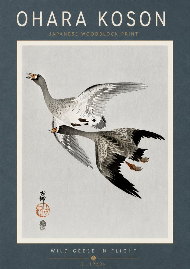 Ohara Koson Wild Geese in Flight III No6 - Affiche