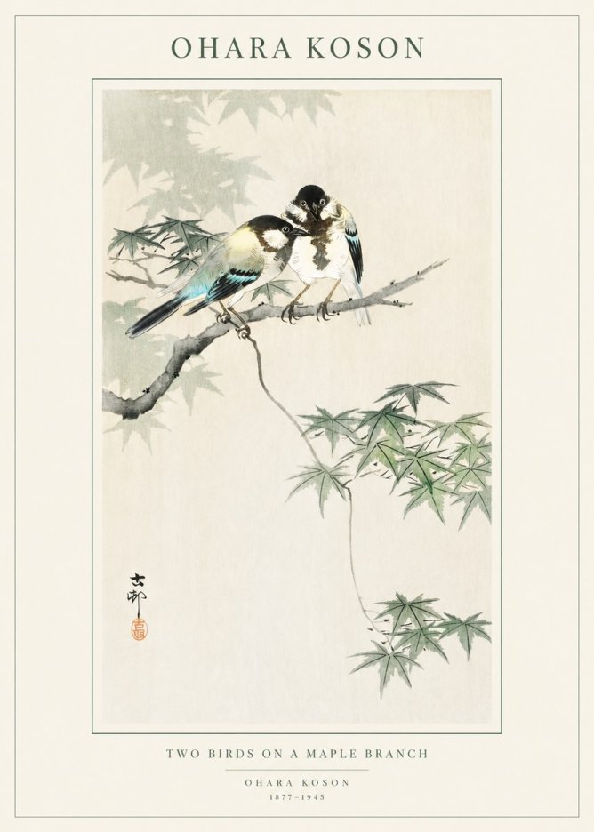 Ohara Koson Two Birds on a Maple Branch No1 - Affiche