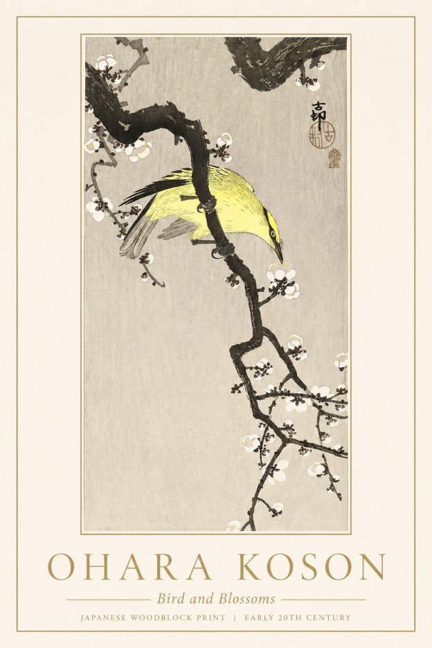 Ohara Koson Bird and Blossoms No1 - Affiche