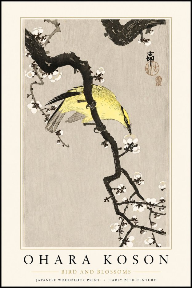 Ohara Koson Bird and Blossoms No3 - Affiche