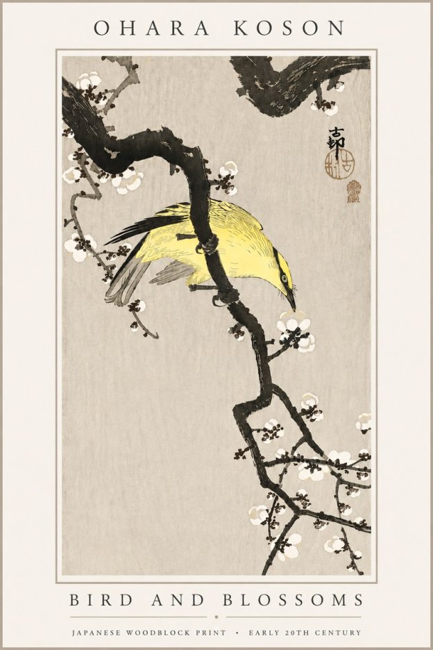 Ohara Koson Bird and Blossoms No6 - Affiche