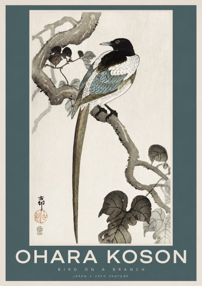 Ohara Koson Bird on a Branch IV No2 - Affiche