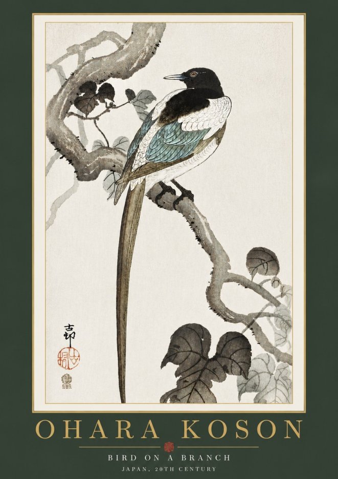 Ohara Koson Bird on a Branch IV No4 - Affiche