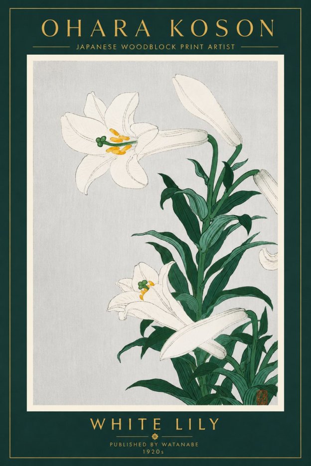 Ohara Koson White Lily No4 - Affiche
