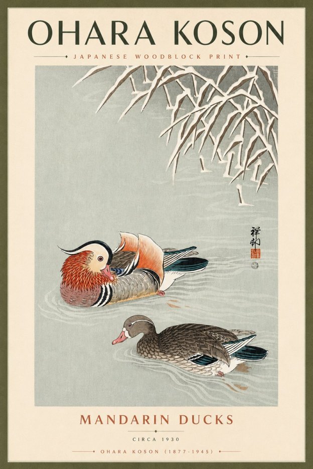 Ohara Koson Mandarin Ducks No4 - Affiche