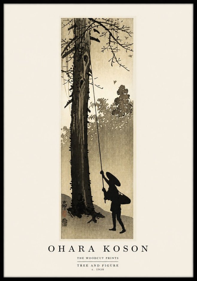 Ohara Koson Tree and Figure No1 - Affiche