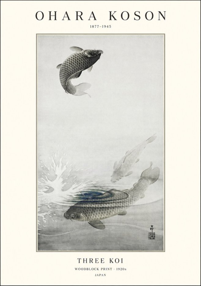 Ohara Koson Three Koi No1 - Affiche
