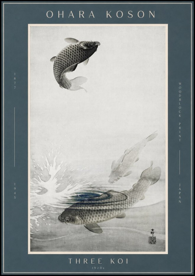Ohara Koson Three Koi No2 - Affiche