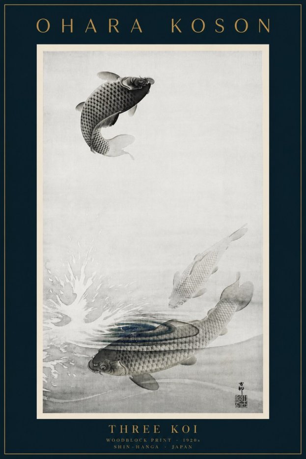 Ohara Koson Three Koi No6 - Affiche