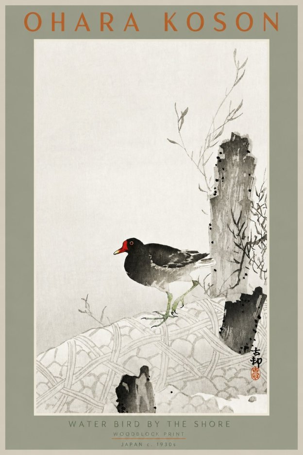 Ohara Koson Water Bird by the Shore No2 - Affiche