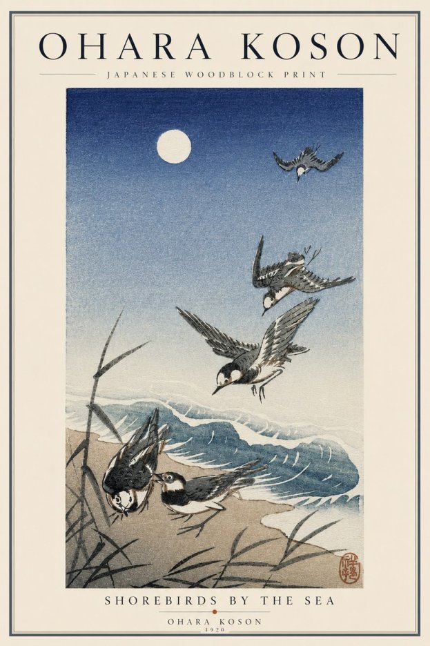 Ohara Koson Shorebirds by the Sea No3 - Affiche