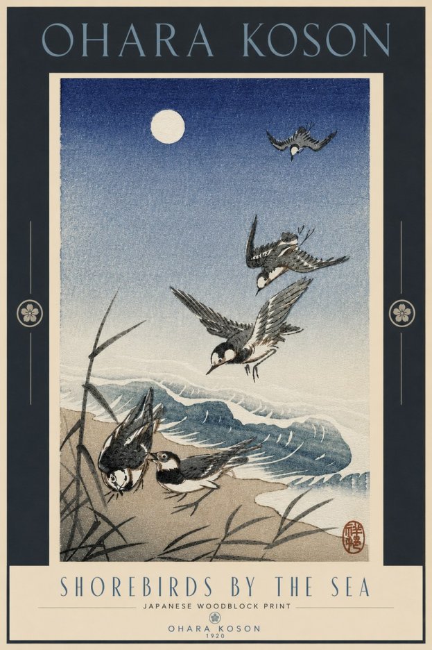 Ohara Koson Shorebirds by the Sea No4 - Affiche