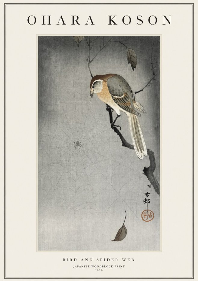 Ohara Koson Bird and Spider Web II No1 - Affiche