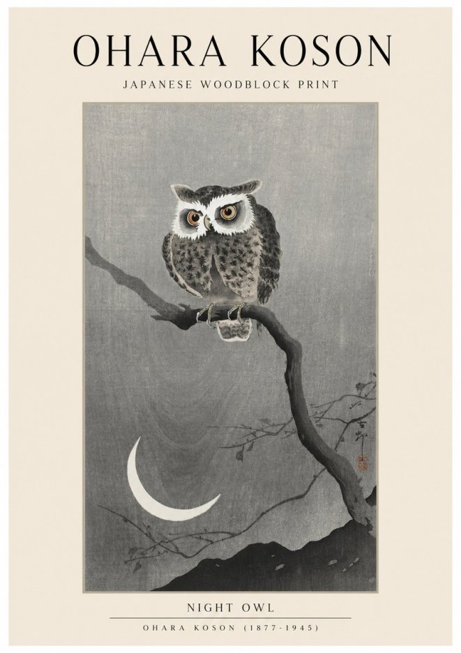 Ohara Koson Night Owl No1 - Affiche