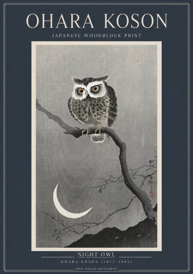 Ohara Koson Night Owl No2 - Affiche