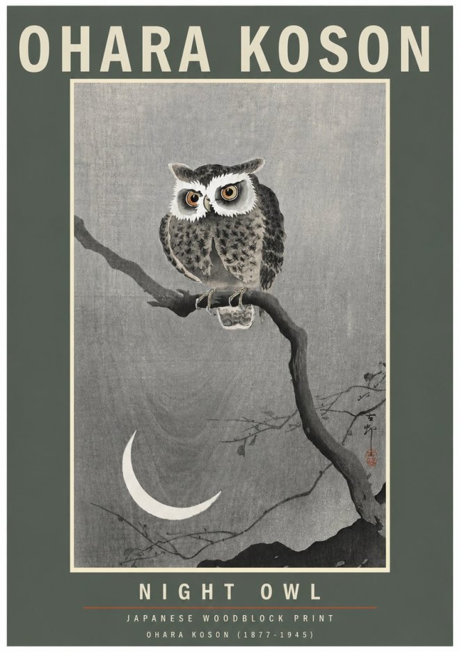Ohara Koson Night Owl No3 - Affiche
