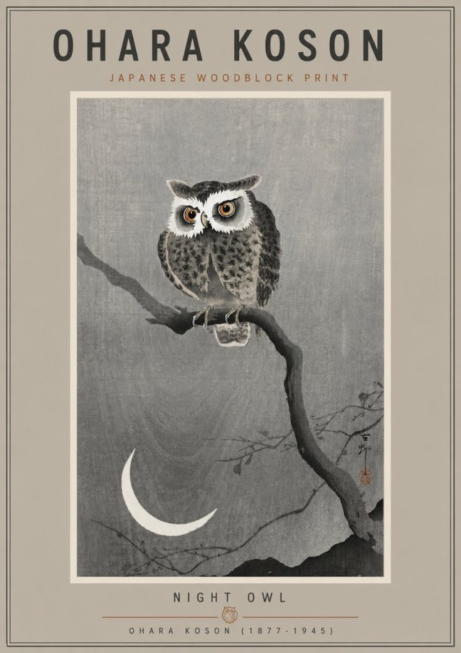 Ohara Koson Night Owl No5 - Affiche