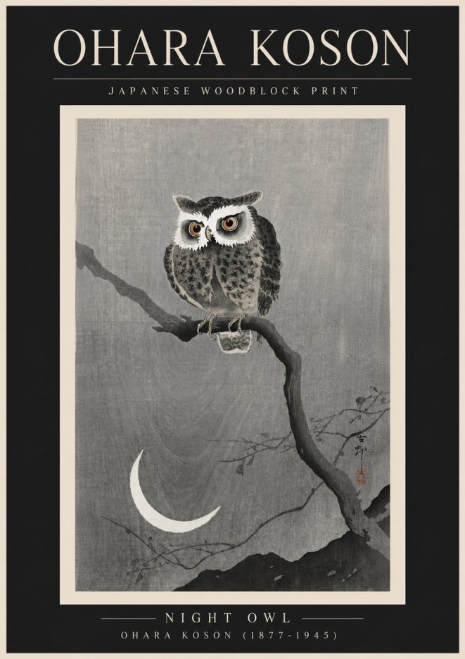 Ohara Koson Night Owl No6 - Affiche