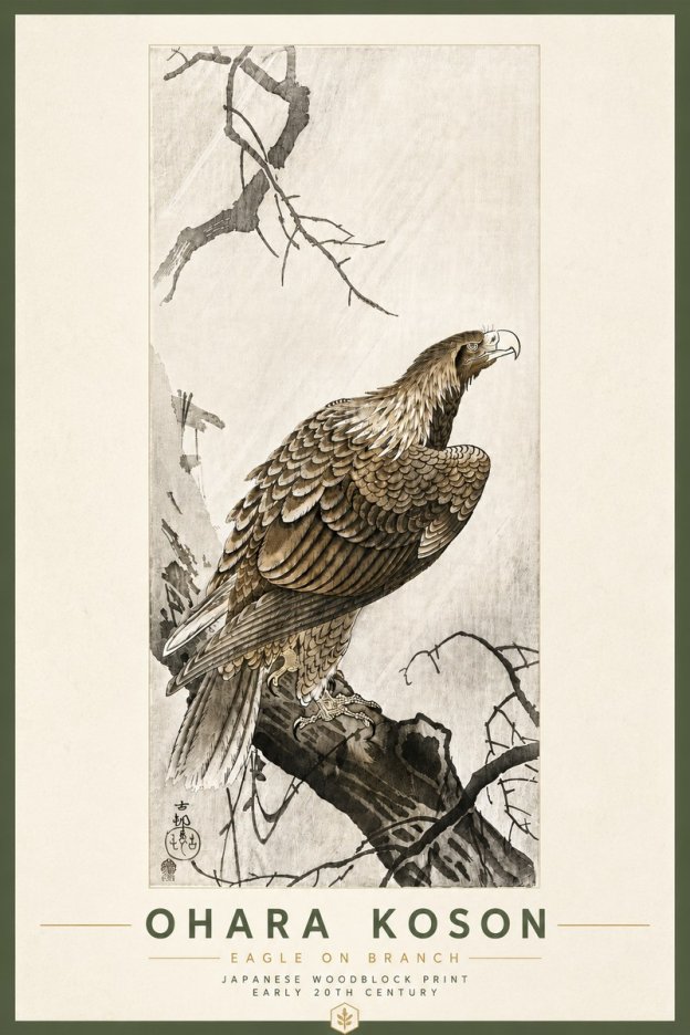 Ohara Koson Eagle on Branch No6 - Affiche