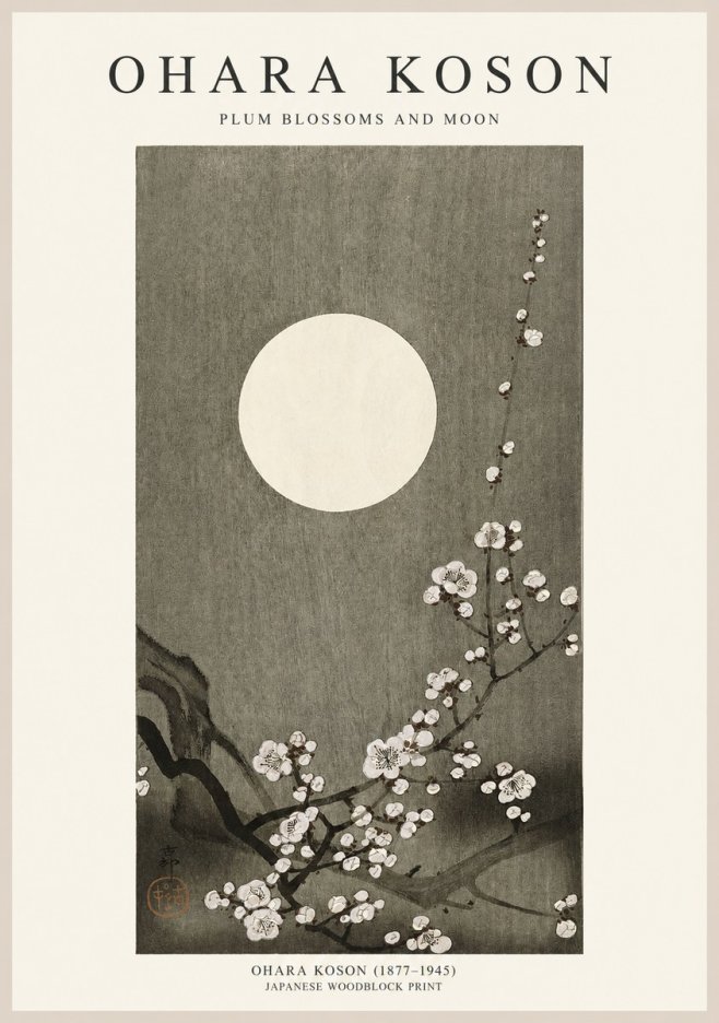 Ohara Koson Plum Blossoms and Moon No1 - Affiche