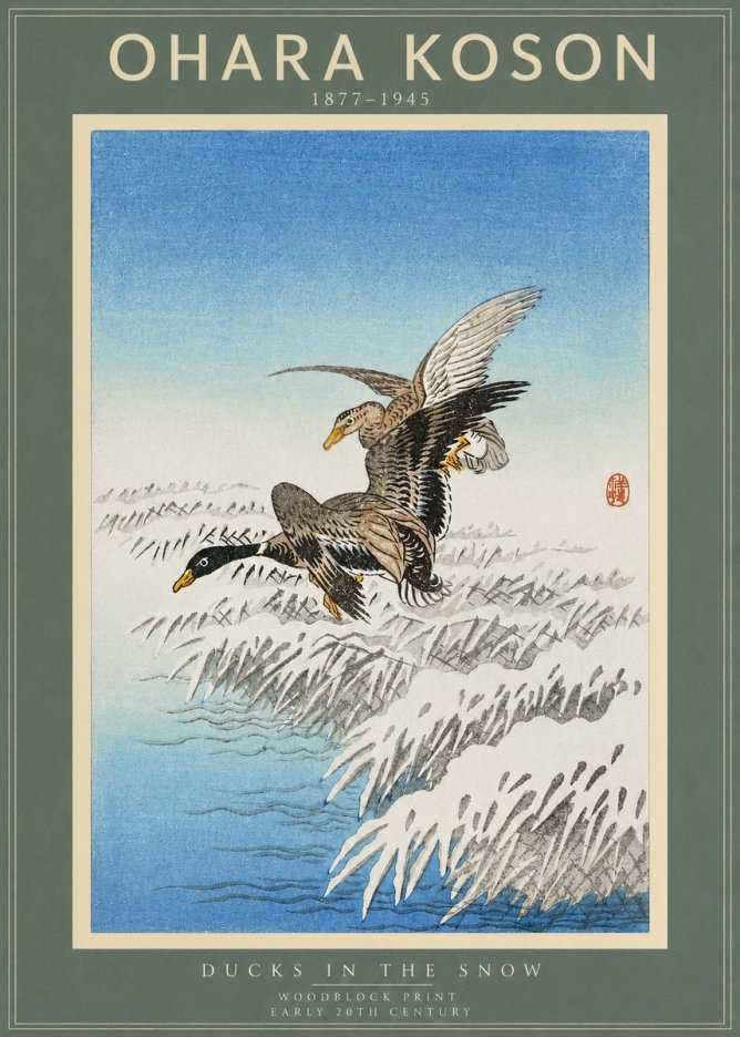 Ohara Koson Ducks in the Snow No2 - Affiche