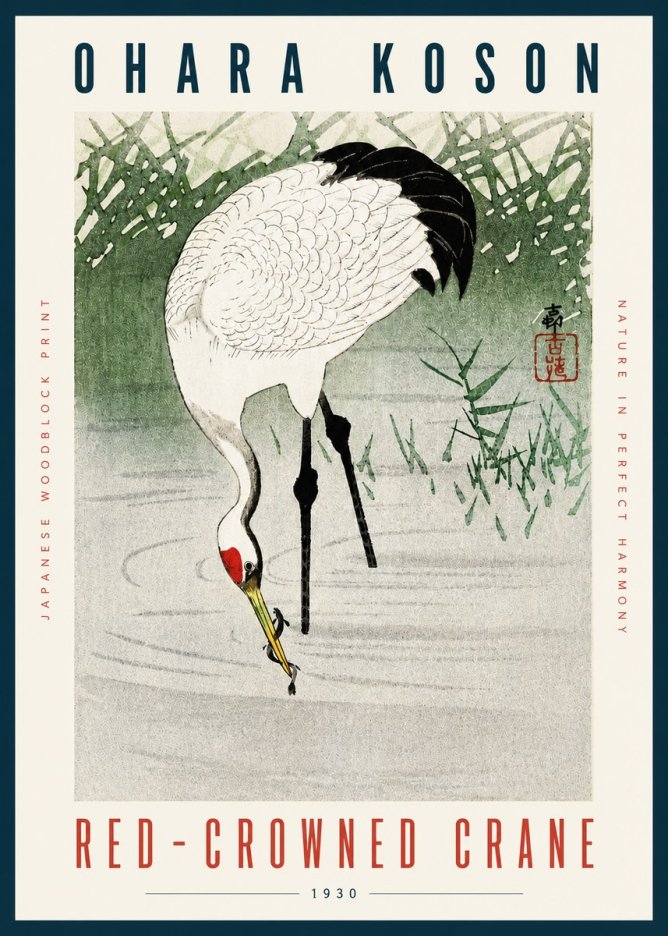 Ohara Koson Red-crowned Crane No4 - Affiche